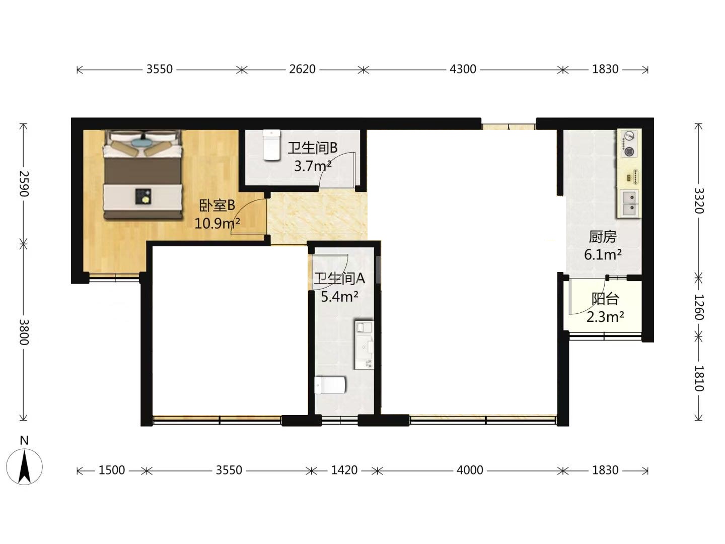 太原邸小两房精装全配